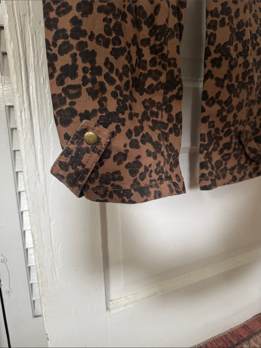 Anthropologie Brown Leopard-Print Utility Jumpsuit with Tie Waist - Picture 4 of 7
